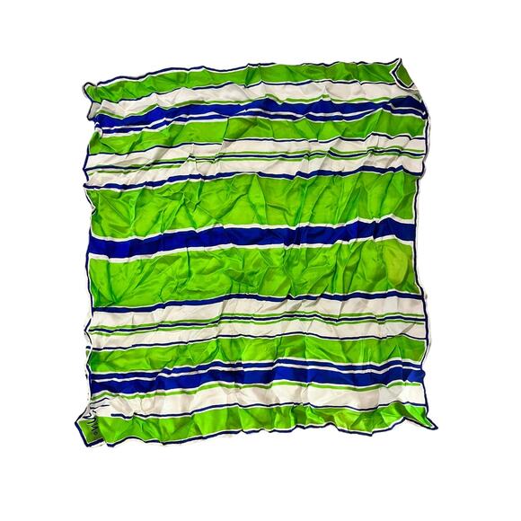 Vintage Vera Neumann Scarf - Signed - Hand Rolled Made in Japan - Green & Blue - Picture 1 of 9